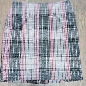Talbots Pink and Gray Plaid Pencil Skirt